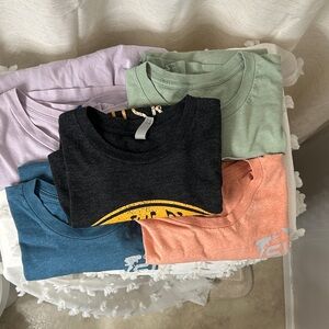 Graphic Crewneck T-Shirt - Black, Green, Blue, Peach, Lavender